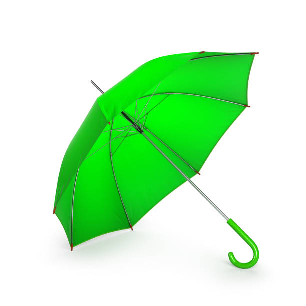 istock Green umbrella isolated on white background. 3D illustration . 623349812