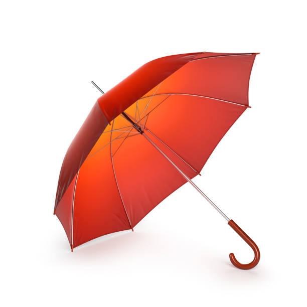 istock Orange autumn umbrella isolated on white background. 3D illustration . 623350190