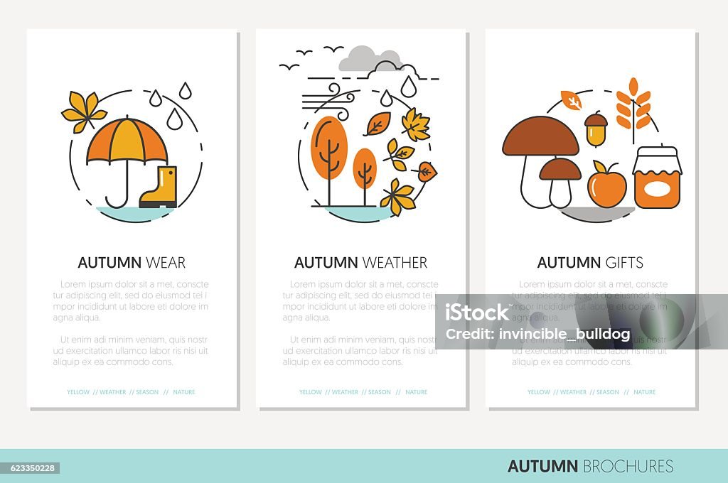 Fall Business Graphics Thin Line Autumn Business Brochures With Fall Wear Stock Illustration ...