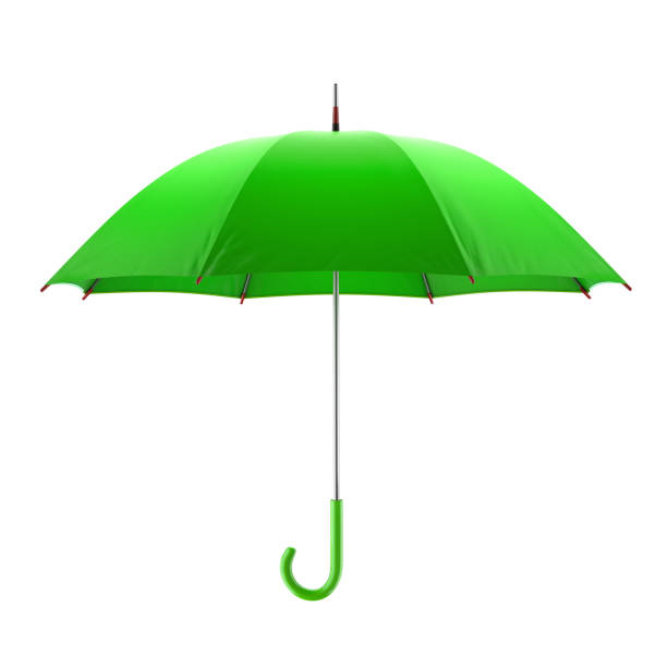 istock Green umbrella isolated on white background. 3D illustration . 623350584