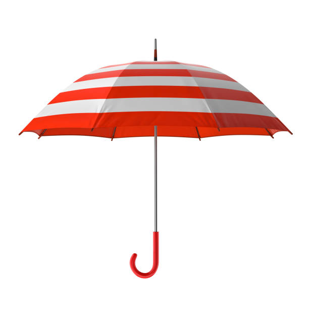guarda-chuva vermelho da praia de verão isolado no fundo branco. ilustração 3d . - retro revival new closed open - fotografias e filmes do acervo