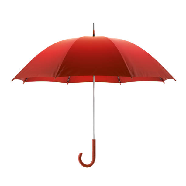 istock Orange autumn umbrella isolated on white background. 3D illustration . 623350876