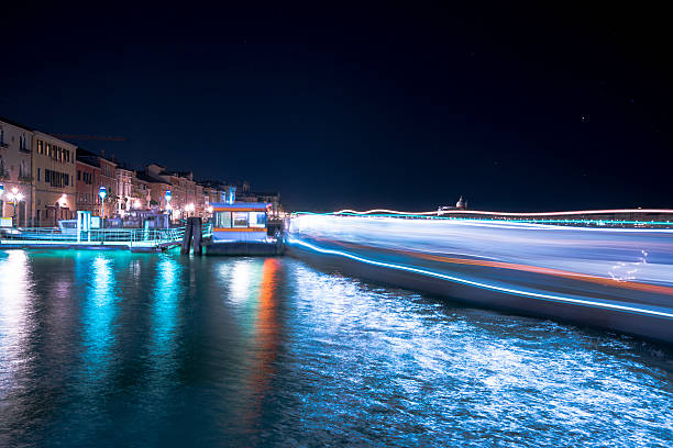 View of a Vaporetto Crossing the Canale Grande, Venezia, Italia.
