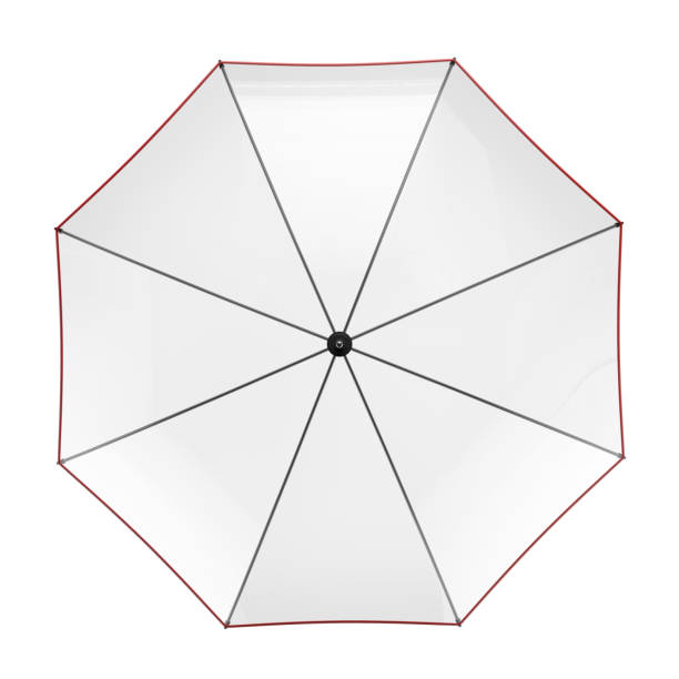 istock Clear transparent umbrella isolated on white background. 3D illustration . 623351578