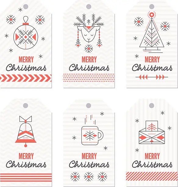 Vector illustration of Collection of New Year and Christmas gift tags.