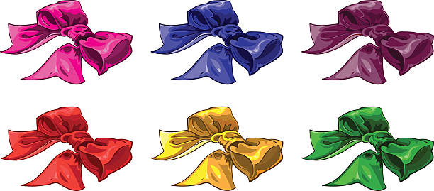 набор партии лук варитированного цвета - christmas backgrounds gift bow stock illustrations