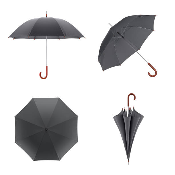 istock Dark umbrella isolated on white background. 3D illustration . 623352800