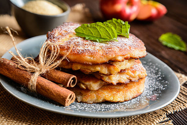 fried cottage cheese balls with slices of quince in