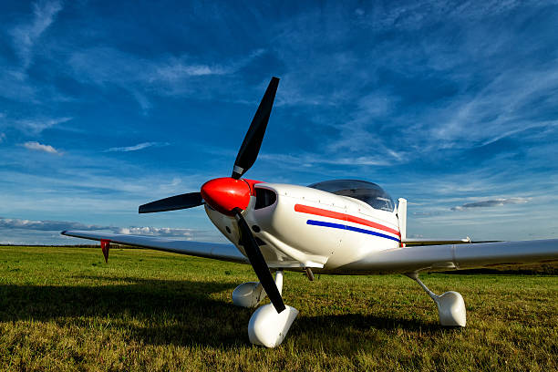 light aircraft light aircraft on a small airfield ultralight photos stock pictures, royalty-free photos & images