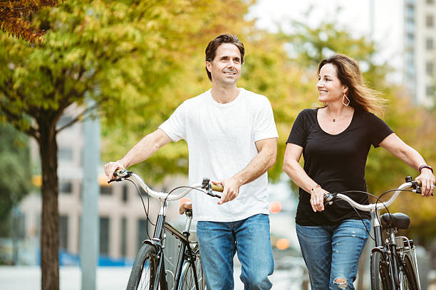 istock Mature Couple With Bikes in Austin Texas 623355568