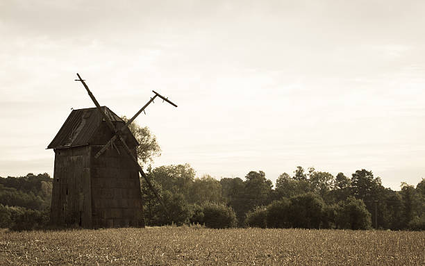 istock Kawnice, Poland. Old ruined windmill on the field. 623356376