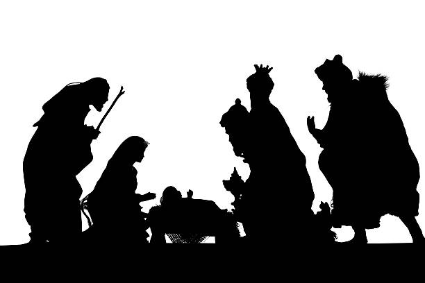 istock Christmas Nativity Scene, Three Wise men Isolated on White 623357186