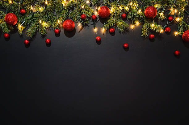 istock Christmas decoration background over black chalkboard 623357940