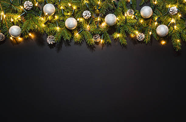 istock Christmas decoration background over black chalkboard 623358520