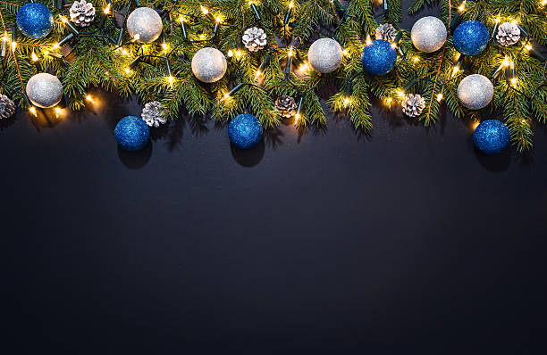 istock Christmas decoration background over black chalkboard 623358644