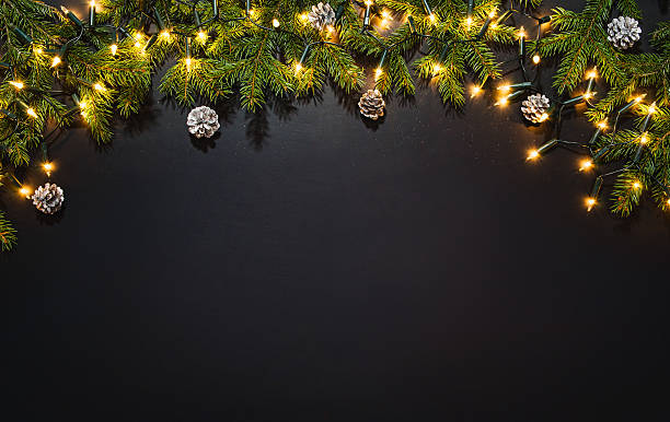 istock Christmas decoration background over black chalkboard 623358740