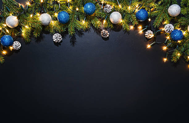 istock Christmas decoration background over black chalkboard 623358942