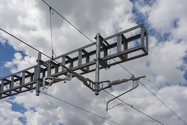 Recently installed overhead live wires on the Great Western Mainline at Cholsey in South Oxfordshire.