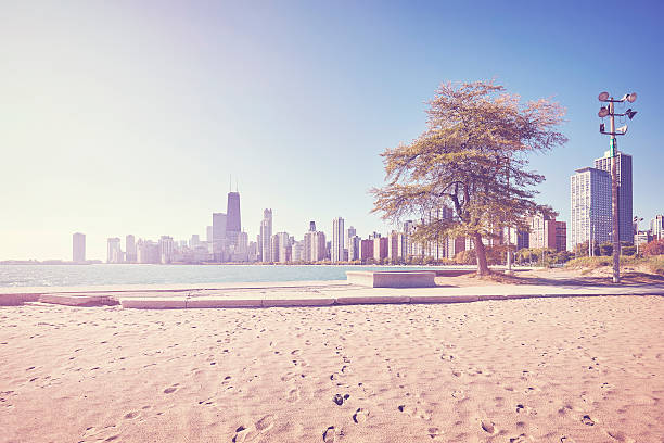 istock Vintage stylized Chicago city skyline, USA. 623360922