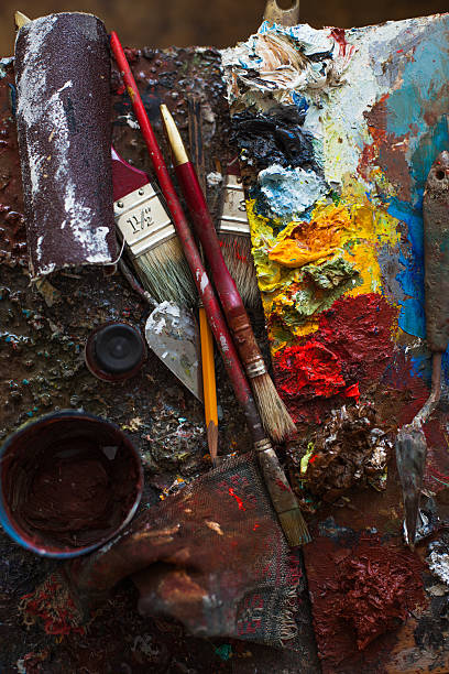 istock art paints, palette, brushes pencil 623362150