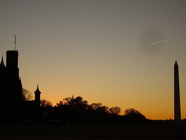 istock silhouette of the washington monument through the trees 623364140