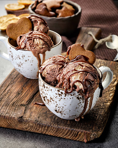 istock chocolate ice cream decorated with gingerbread heart 623364768
