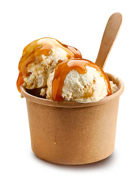 gelato al caramello - coppa gelato foto e immagini stock