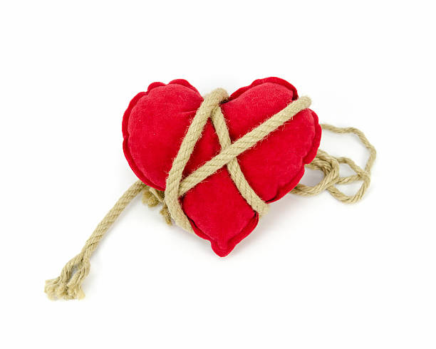 istock velvet heart wrapped with rope, captured hearts 623365550