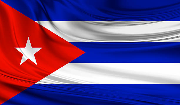 istock National waving flag of Cuba on a silk drape 623369180