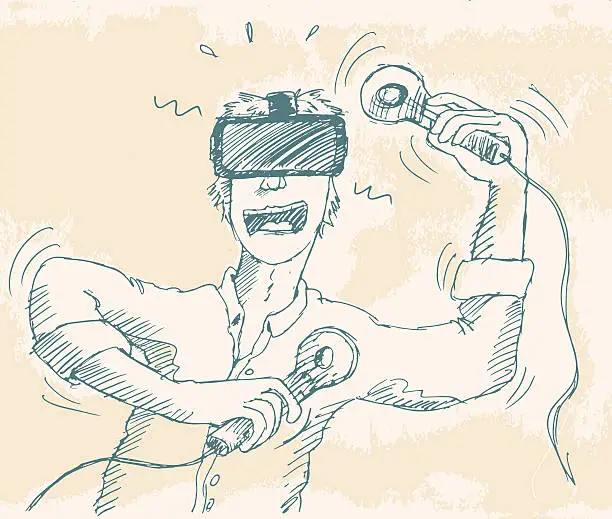 Vector illustration of Virtual reality gamer