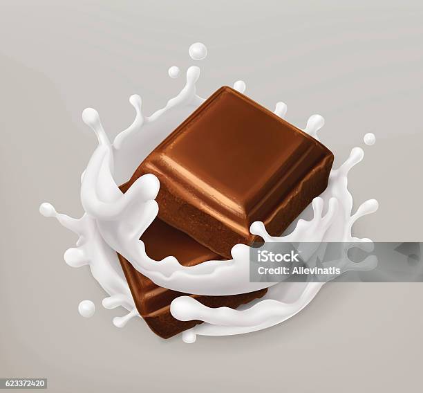 Chocolate And Milk Splash Stock Illustration - Download Image Now - Milk Chocolate, Chocolate, Milk