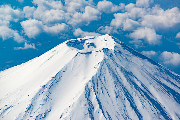 Mt.Fuji Summit snowcapped stock photo