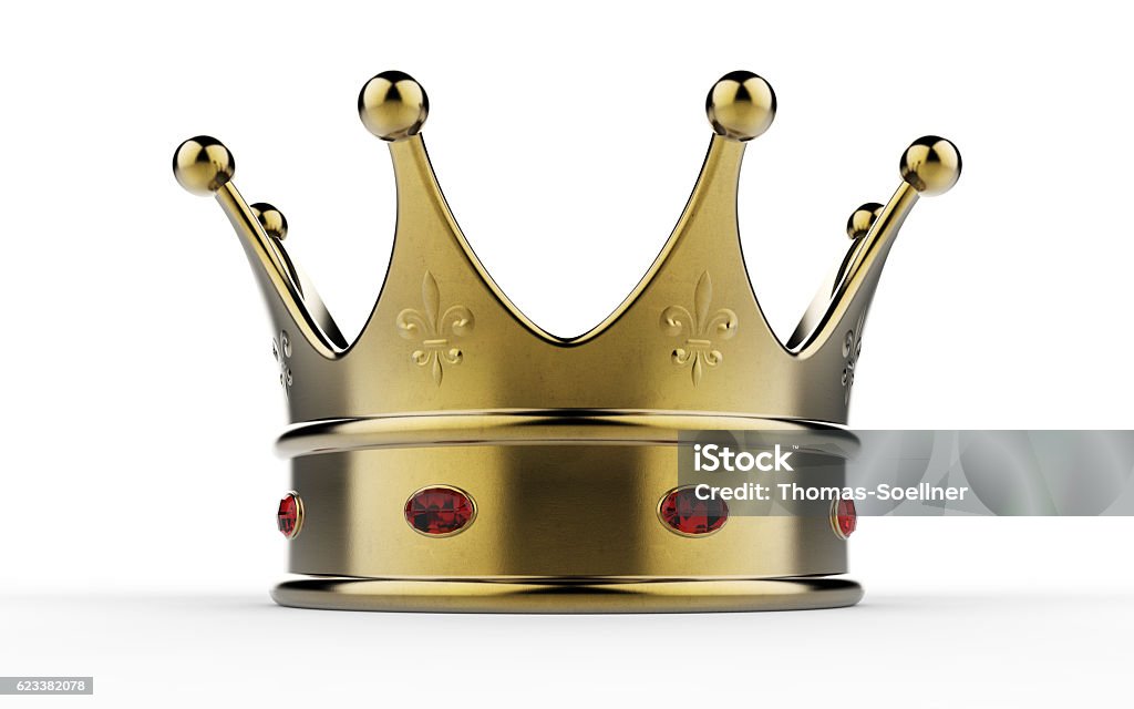 Crown Crown on white background 3D rendering Crown - Headwear Stock Photo