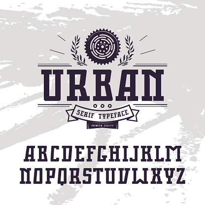 Rectangular Serif Font In Urban Style Stock Illustration - Download ...