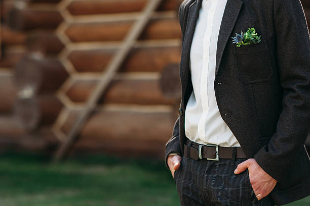 istock Unrecognizable groom standing outdoor, free space 623384124