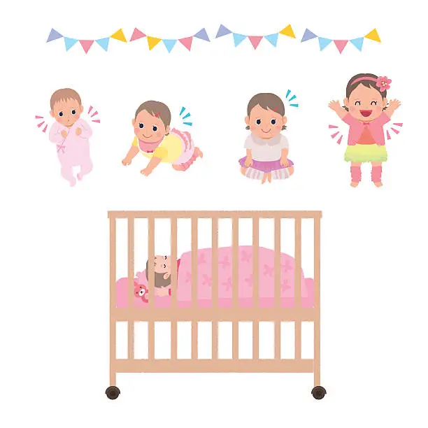 Vector illustration of Baby Illustration Crib