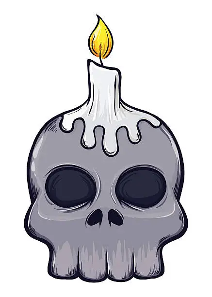 Vector illustration of Skull With Candle On Top