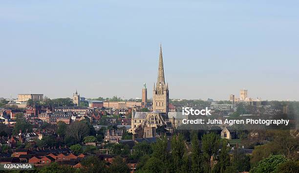 Norwich City Centre In England Stock Photo - Download Image Now - Norwich - England, Moor, Cathedral