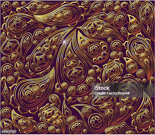 Vintage Floral Background Vector Royal Gold And Purple Pattern Oriental  Stock Illustration - Download Image Now - iStock