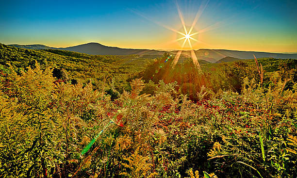 landscape sunrise at brown mountain overlook