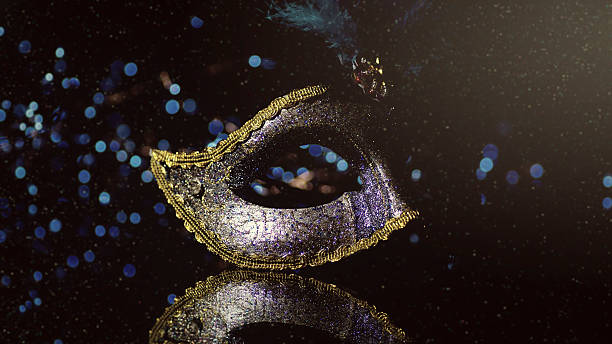 masquerade venitian carnival mask, female theatrical feathers - venitian imagens e fotografias de stock