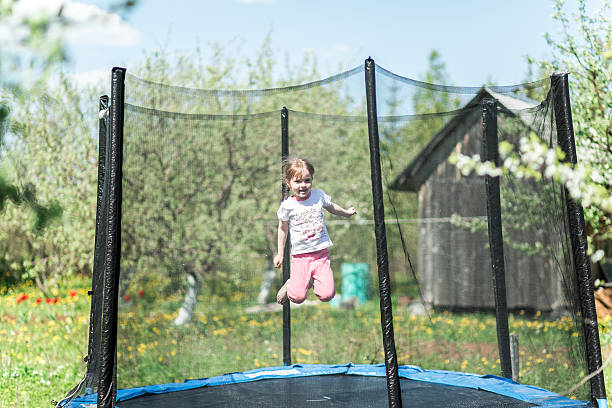 istock Little girl jumping on the trampoline 623434036