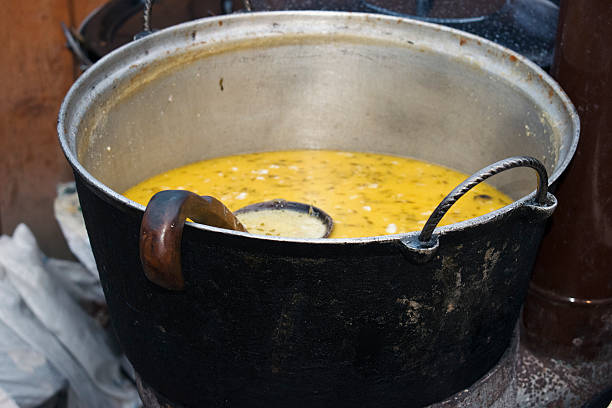 Woman preparing homemade apricot jam