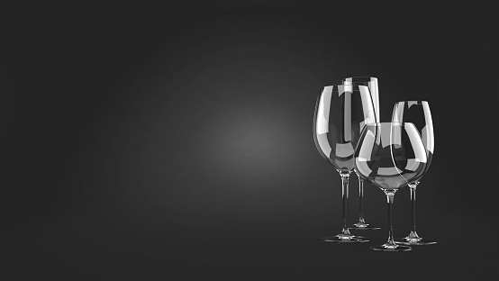 Wine glass on gray background