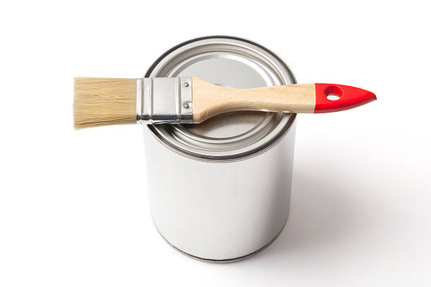 istock Tin Paint Can and Brash on White with Clipping Path 623436322