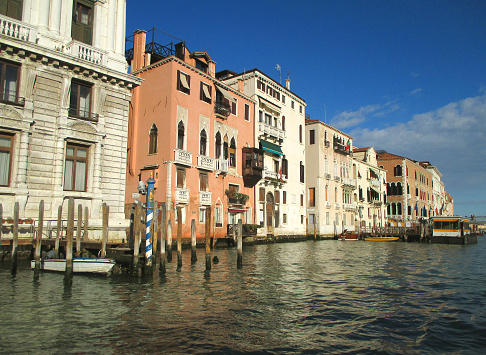 Traditional Architecture against Sunny Blue Sky, Grand Canal, Venice, Italy
