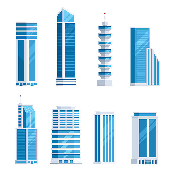 고층 빌딩 세트 - skyscraper stock illustrations