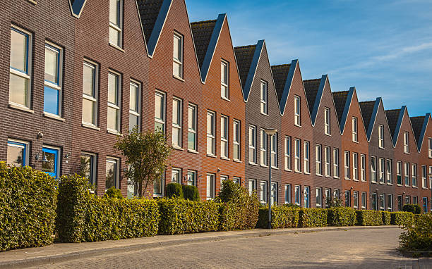 Modern family houses in a row stock photo