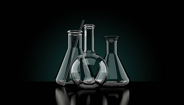 Science concept Samples isolated on black background laboratory glassware stock pictures, royalty-free photos & images