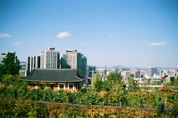 istock Korean-style house and mordern-style building 623443876
